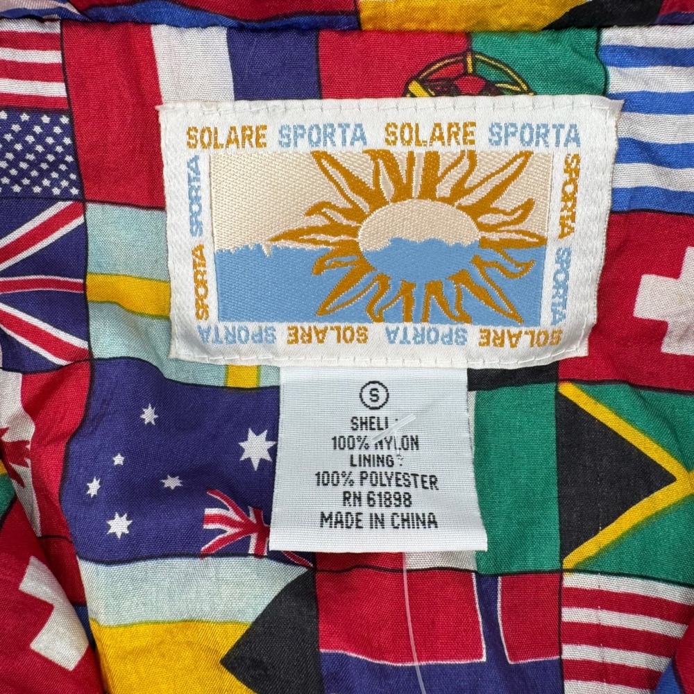 Solare‎ Sporta Flag Print Windbreaker Jacket Women Small Multicolor Vintage 90s - Picture 5 of 9